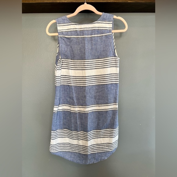 SPRING DRESS; Blue and White Stripped Collared Neck Dress - Picture 2 of 4